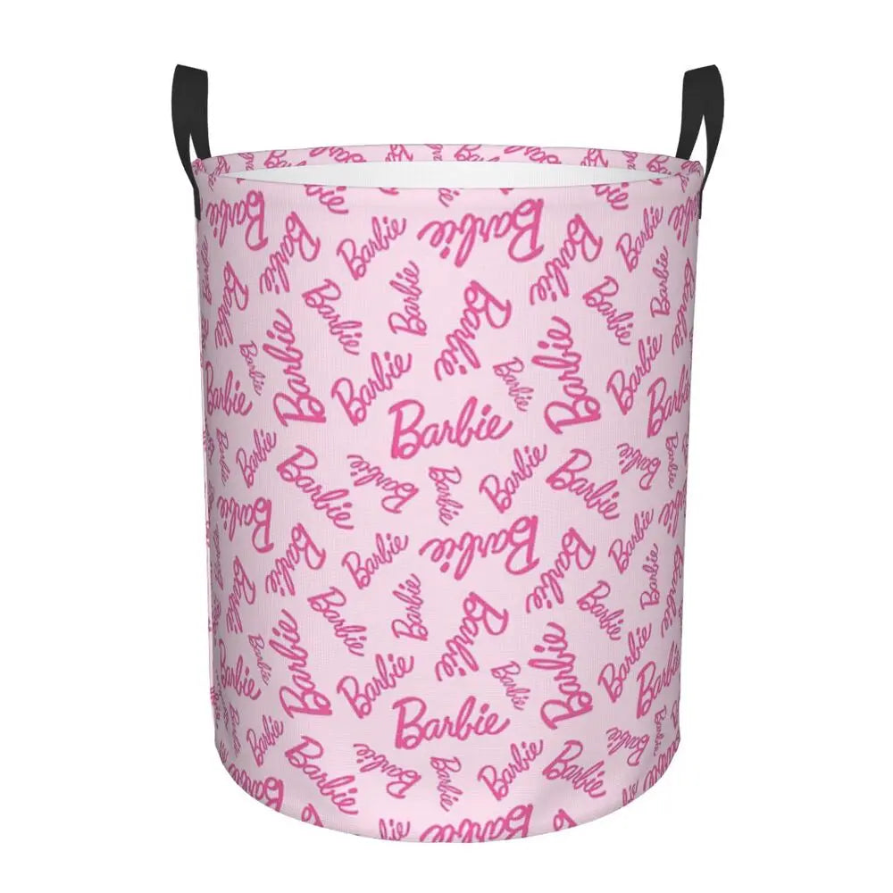 Custom Barbie Logo Laundry Basket – Collapsible Large Capacity Clothes Storage Bin, Disney Baby Hamper
