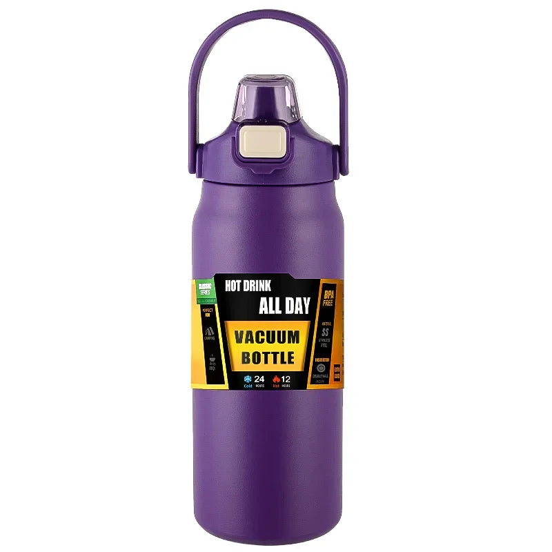 Outdoor Stainless Steel Thermos Bottle – 304 Vacuum Insulated Travel Mug with Straw, Hot & Cold Sports Water Tumbler Portable Flask