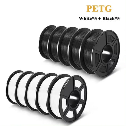 SUNLU PLA/PETG/PLA+ 3D Printer Filament Bundle – 10 Rolls 1KG Each, 1.75mm Neatly Wound Filament for 3D Printing (EU/US)