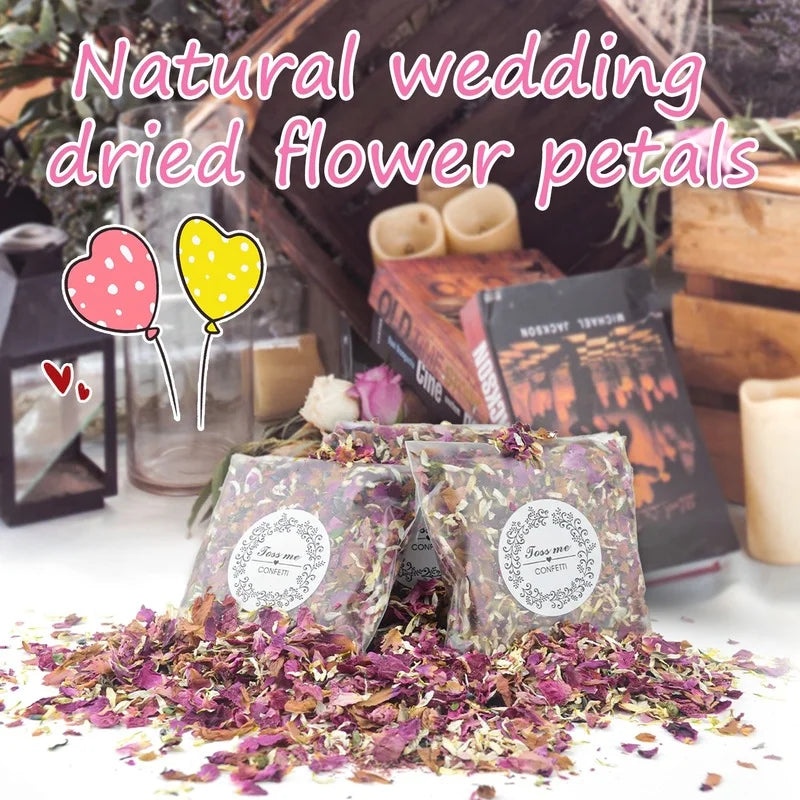Natural Wedding Confetti - Dried Flowers & Rose Petals for Floral Bridal Shower, Birthday Party, and Wedding Decorations