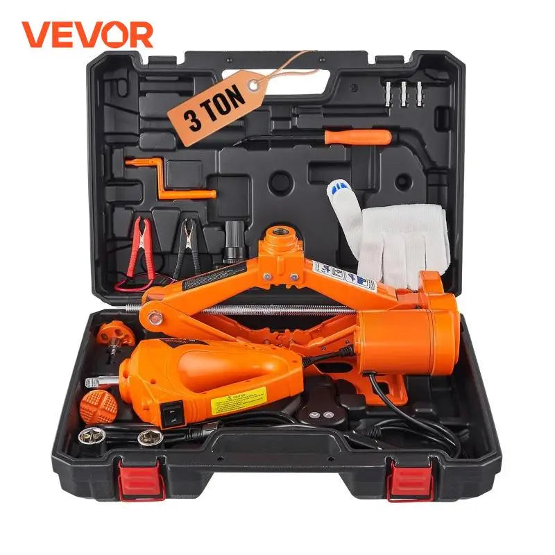 VEVOR 3 Ton Electric Car Jack – 12V Scissor Jack with Impact Wrench for SUV & Truck Tire Changes
