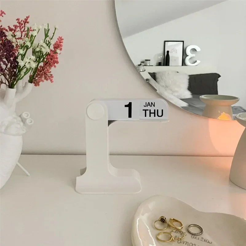 INS Design Desktop Flipping Calendar 2025-2024 – Creative Modern Office & Living Room Decor