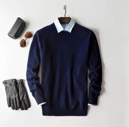Men's Classic V-Neck Sweater - Cashmere Cotton Blend Warm Autumn Winter Pullover Casual Jumper