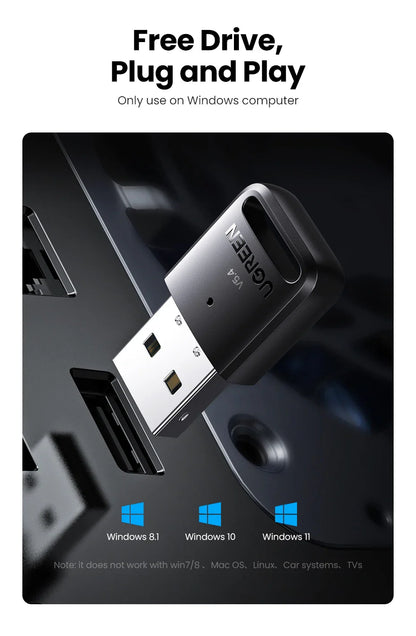 Bluetooth 5.4 USB Adapter for PC – Wireless Dongle for Mouse, Keyboard, Audio & Music Receiver Transmitter