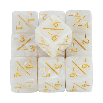 10pcs D6 Dice Counter Set - +1/+1 & -1/-1 Six Sided Dice for Math Teaching, Kids Arithmetic Toys and Card Game Accessories