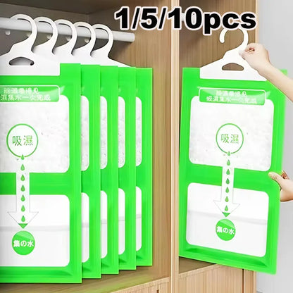 1/5/10PCS Hanging Moisture Absorber Bags — Moldproof Closet Dehumidifier Desiccant for Indoor Anti-Humidity Control