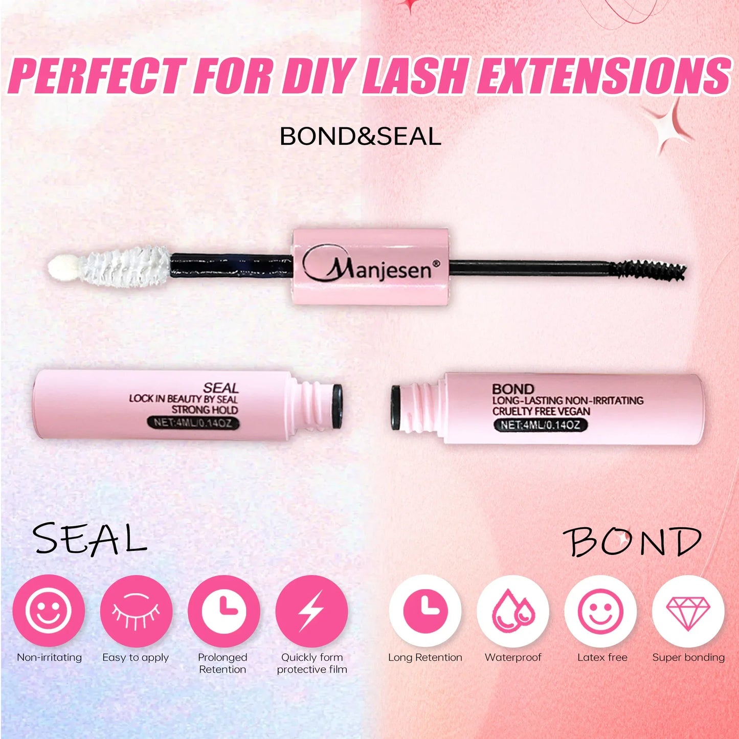 200 PCS Eyelash Clusters Kit – Lash Bond & Seal, DIY Lash Extension Tools & Glue Accessories