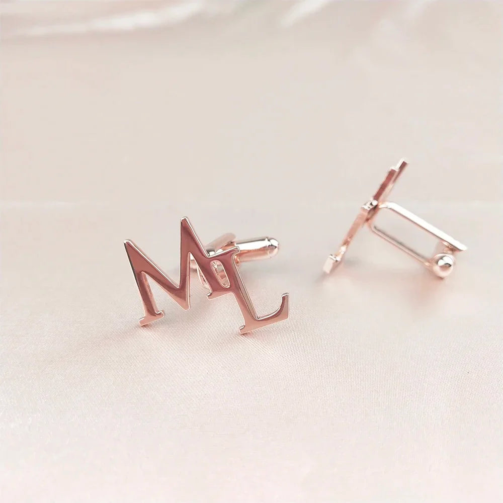 Custom Initials Cufflinks for Men - Personalized Wedding Groom Suit Buttons, Gentleman Accessories