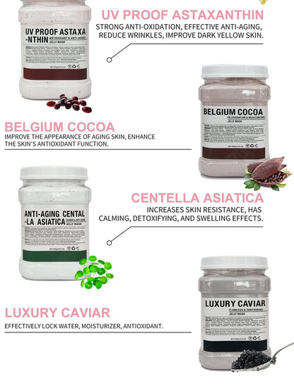 650g Chamomile Hyaluronic Acid Facial Moisturizing Mask Powder with Silicone Brush, Rose Jelly Mask for Skin Elasticity
