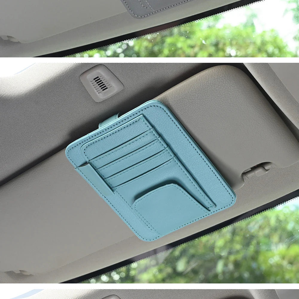 Car Visor Organizer – Multi-Pocket Pouch Bag for Cards, Glasses & Storage, Scratch-Resistant Auto Visor Holder for Car Interior