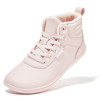 HOBIBEAR Unisex Winter Barefoot Shoes - Faux Fur Lined, Wide Toe Box, Lace-Up Ankle Sneakers in Artificial Leather