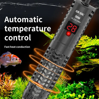 25W-300W Fish Tank Aquarium Heating Rod - Quartz Glass with Digital Display & Automatic Thermostat for Aquariums