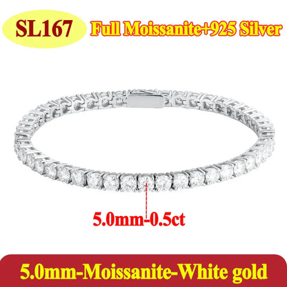 Luxury GRA Certified Moissanite Tennis Bracelet – 925 Sterling Silver Gold Plated Couple Jewelry (2-5mm)