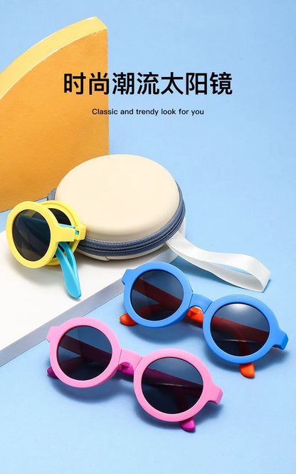 Foldable Kids Sunglasses – UV Protection Cartoon Shades for Boys & Girls, Fashionable Baby Eyewear