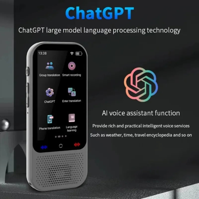 S80 Pro AI Voice & Photo Translator – 138 Languages Real-Time Offline Translation Recording Device with ChatGPT AI