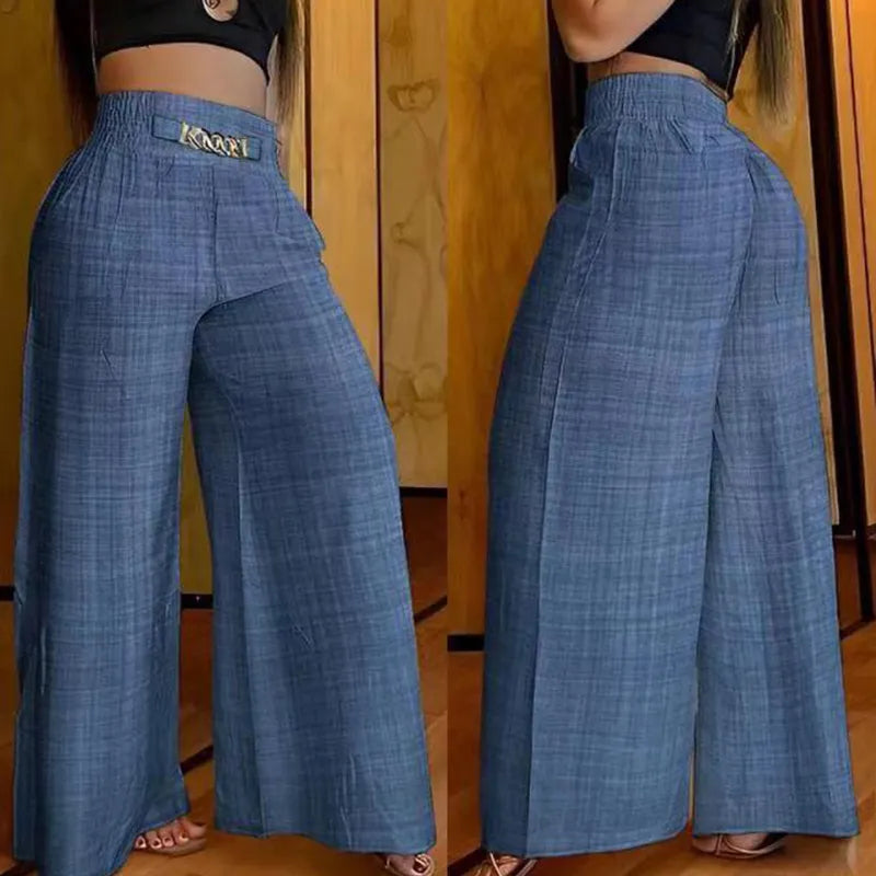 Elevate Your Style: High Waist Solid Color Wide Leg Pants - Chic, Elegant Flared Trousers for Office Ladies and Summer Holidays