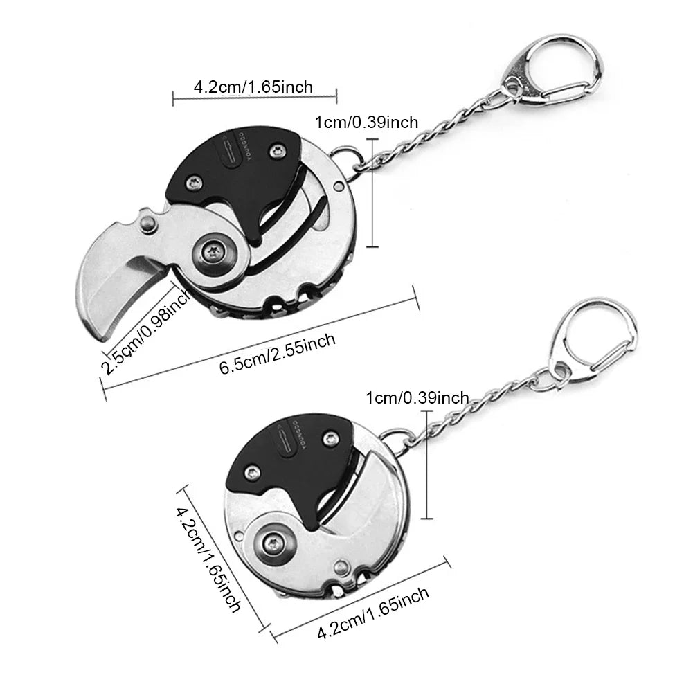 Multifunctional Hexagon Keychain Tool – Mini EDC Screwdriver, Folding Coin Knife & Pocket Gear for Outdoor Use
