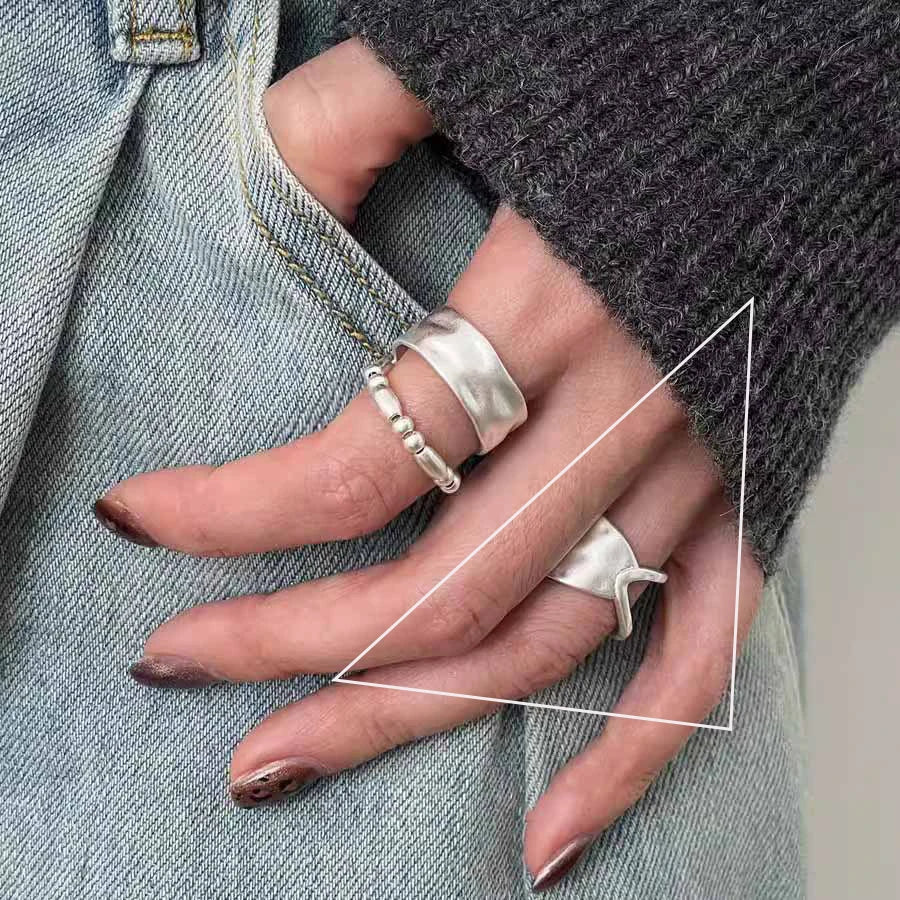 VENTFILLE 925 Sterling Silver Adjustable Ring – Vintage Hollow Line Punk Hip Hop Couple Jewelry