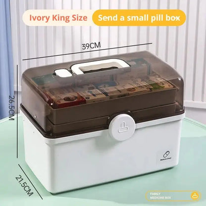 White Large Capacity Medicine Box – Multi-Layer Home Storage Organizer for Medicines