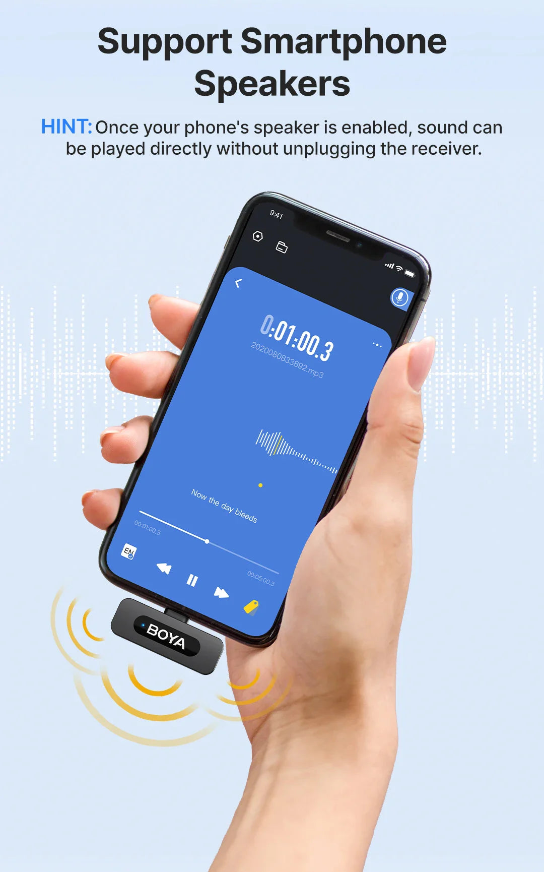 BOYA BY-V3 Wireless Lavalier Lapel Microphone – Noise-Cancelling Rechargeable Mic for iPhone, Android, Camera & Vlogging