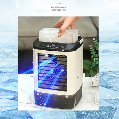 USB Portable Mini Air Conditioner Fan – 3-Speed Desktop Cooling Fan with LED Night Light, Air Cooler for Home, Office, and Camping