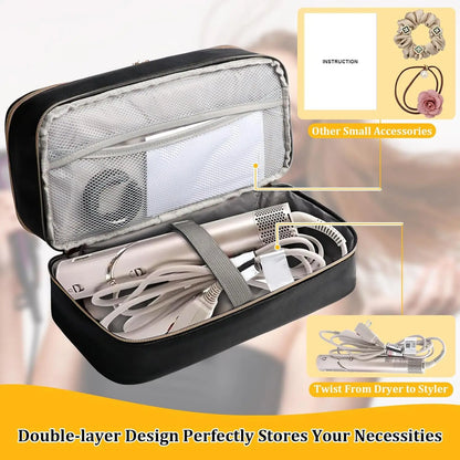Waterproof Double-Layer Hair Dryer Case for Shark FlexStyle/Dyson Airwrap – Portable Large Capacity Curler Bag