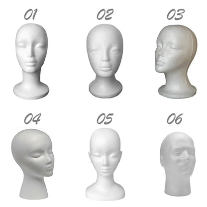 Female Styrofoam Mannequin Head | White Foam Model for Hats, Glasses, Wigs Display & Stand Rack