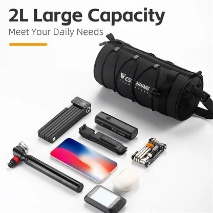WEST BIKING Large Capacity Bike Front Bag: Waterproof Multifunction Cycling Handlebar Storage for Road and MTB Bicycles