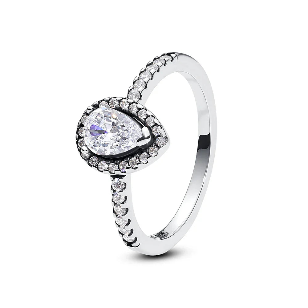 925 Sterling Silver Women’s Ring – Crown, Heart & Wishbone Design with Crystal, Rose Gold Engagement & Wedding Jewelry