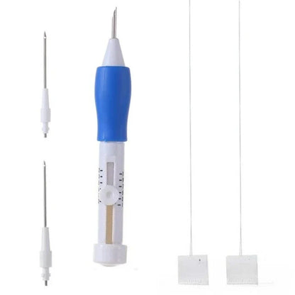 Adjustable Magic Embroidery Pen Set – 3 Needles, Threader & Scissors, Ergonomic Punch Needle Tool for DIY Sewing Crafts