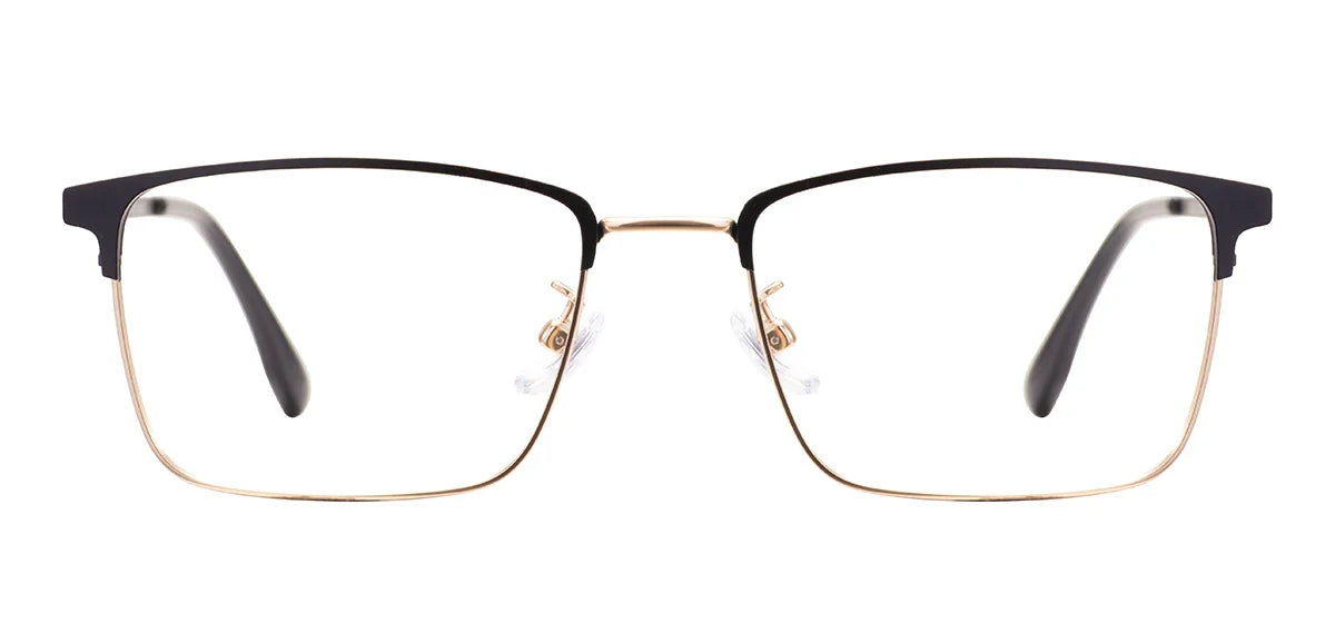 Comfortable Rectangular Men’s Business Glasses – Full Rim Browline Metal Frame for Optical Prescription Lenses