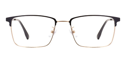 Comfortable Rectangular Men’s Business Glasses – Full Rim Browline Metal Frame for Optical Prescription Lenses