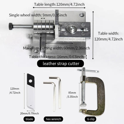WUTA Adjustable Leather Strap Cutter with C-Clamps – Professional Belt Cutting Tool with Sharp Blades for Handcrafting