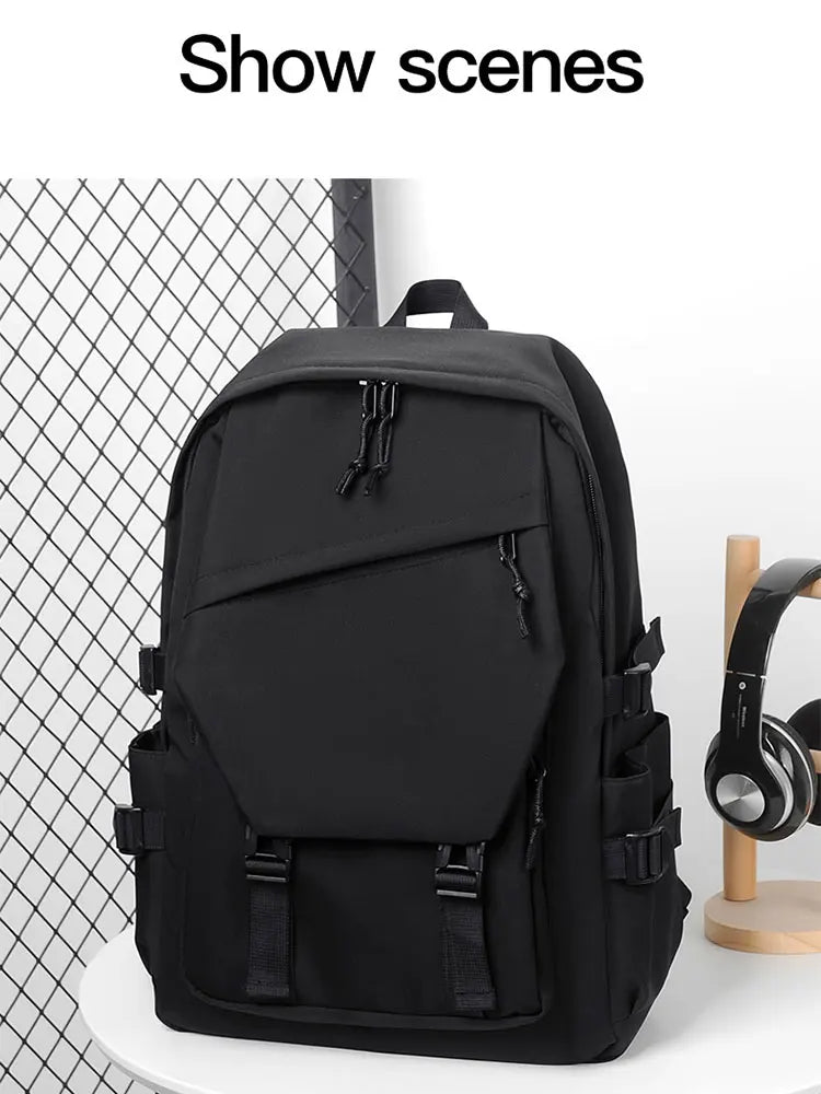 15 Inch Polyester Waterproof Men’s Backpack – Simple, Fashionable Student & Couple Computer Bag