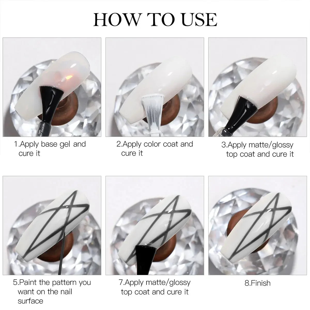 Nail Liner Gel Polish Set - 4-Piece Black, White, Gold & Silver DIY Nail Art Kit
