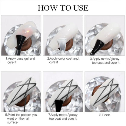 Nail Liner Gel Polish Set - 4-Piece Black, White, Gold & Silver DIY Nail Art Kit