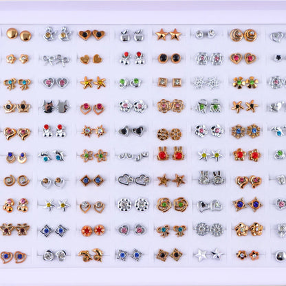 36 Pairs Colorful Rhinestone Stud Earrings – Mixed Animal & Fruit Styles for Women & Girls, Wedding & Party Jewelry Gift