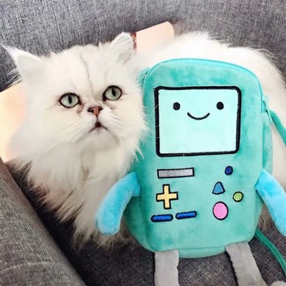 Cartoon Finn & Jake Plush Crossbody Bag – Coin Purse & Phone Bag, Anime BMO Stuffed Toy Gift for Kids & Fans
