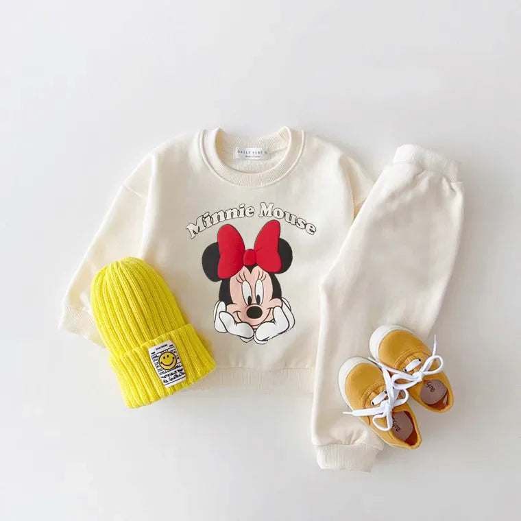 Disney Baby Unisex Hoodies Set - Cartoon Print Long Sleeve Tops & Trousers, Toddler Boys Casual Sweatshirt Outfit