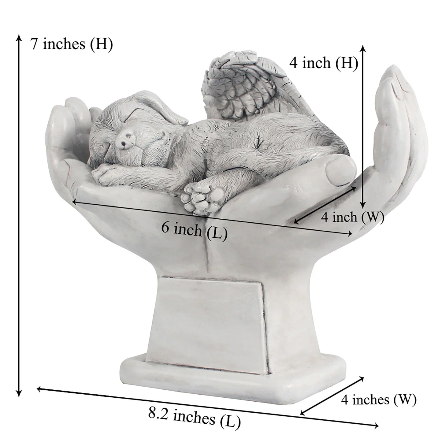 Personalized Dog Memorial Grave Marker – Angel Statue Stone with "In God's Hands" for Pet Headstone & Garden Tribute