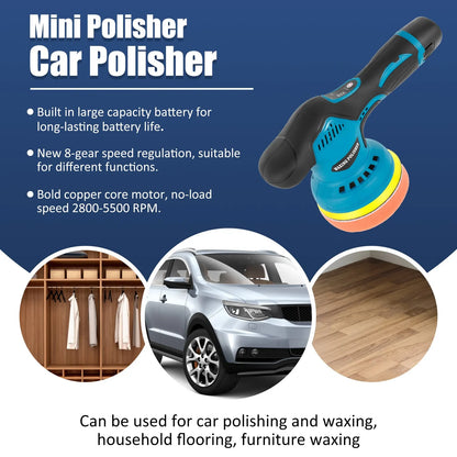 12V Cordless Car Polishing Machine - 8 Gears, 380W Automotive Electric Polisher - Wireless Sander for Waxing and Repairing