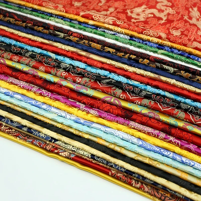 0.5/1/2m Brocade Satin Fabric — Dragon Pattern Material for Sewing, DIY Crafts, Gift Boxes & Patchwork