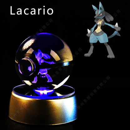 Pokémon Crystal Ball Night Light - 3D Pikachu Gengar Mewtwo Glass Lamp Statue Kids Birthday Gift