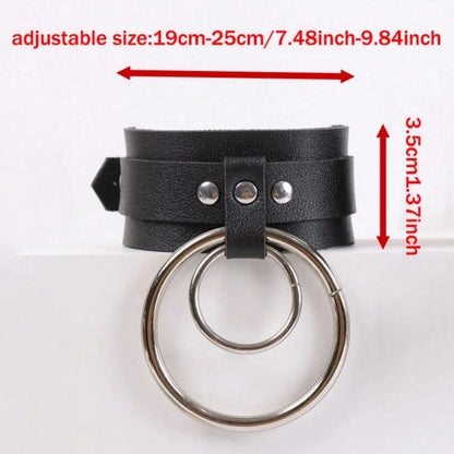 Metal Ring Ankle Strap - PU Leather Foot Bracelet & Fashion Accessory