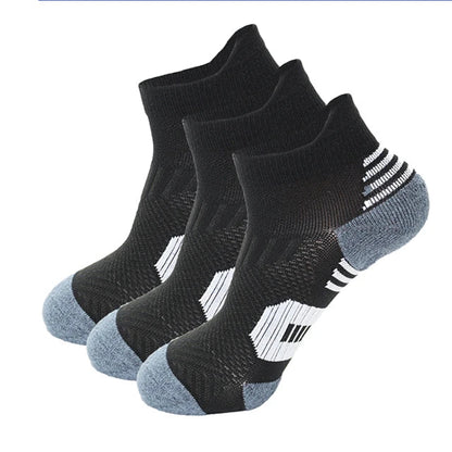 3 Pairs Professional Sports Socks – Non-Slip Towel Bottom Running Socks for Men & Women, Breathable Quick-Dry Basketball Training Ankle Sox