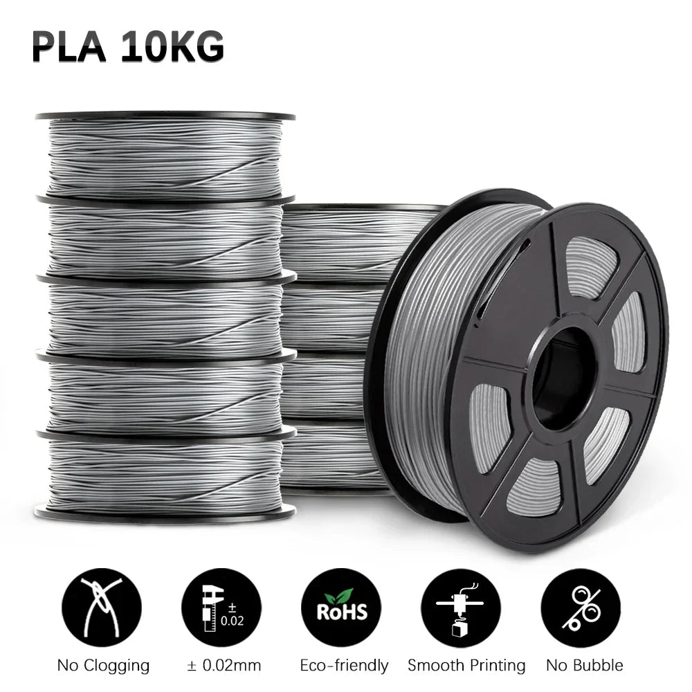 SUNLU 10KG 3D Printer Filament Set – 1.75mm PLA, PETG, PLA+ & Clear, 10 Rolls x 1KG Neatly Wound for 3D Printers & 3D Pens