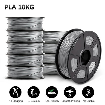 SUNLU 10KG 3D Printer Filament Set – 1.75mm PLA, PETG, PLA+ & Clear, 10 Rolls x 1KG Neatly Wound for 3D Printers & 3D Pens
