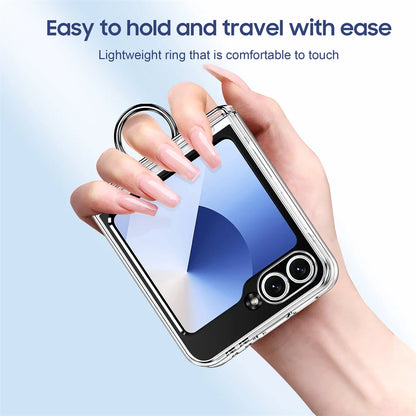 Luxury Wallet Clip Phone Case for Samsung Z Flip — Shockproof Card Slot Cover with Finger Ring for Z Flip 5/6/7/5G