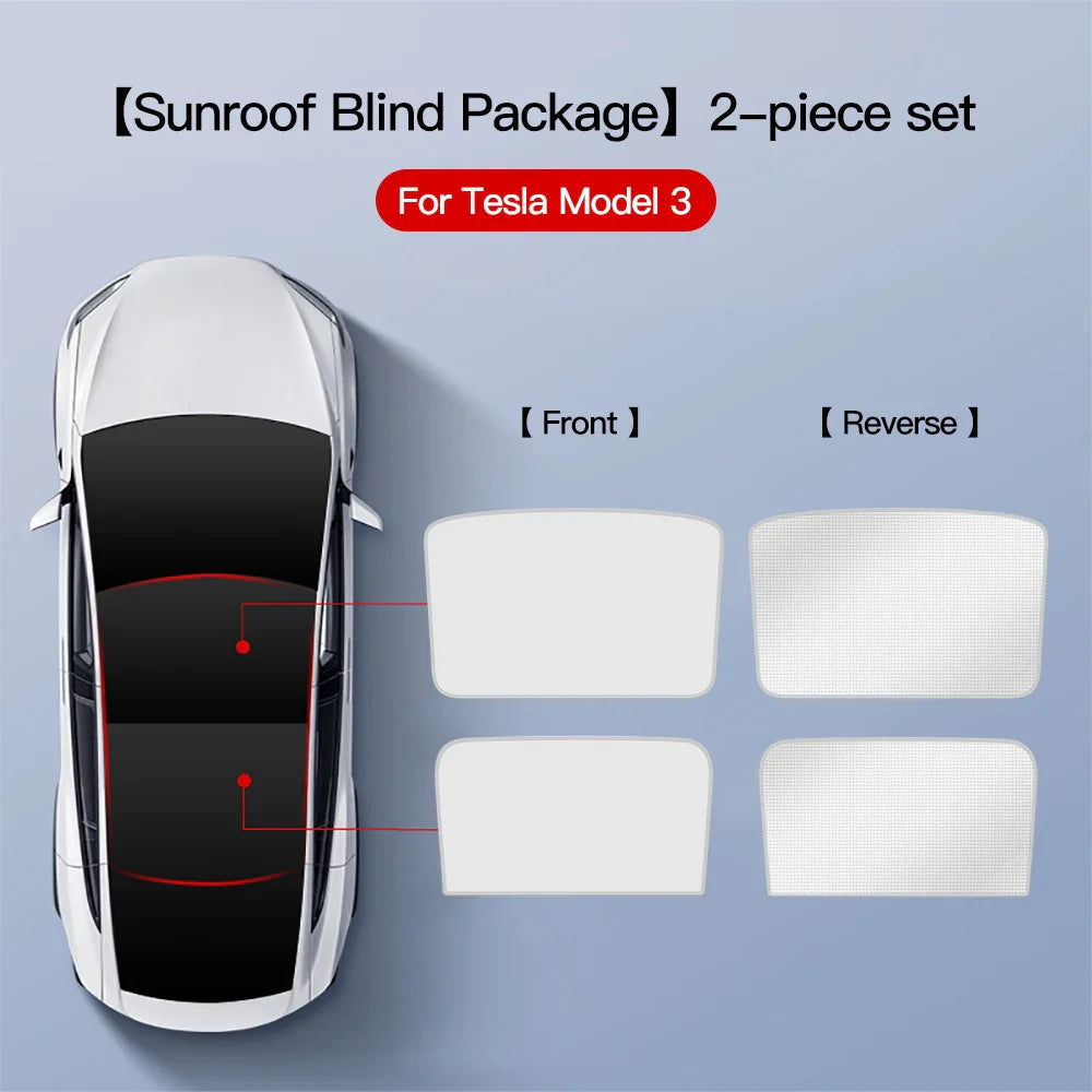YZ Sun Visor Upgrade for Tesla Model 3 & Y Highland 2021-2024 – Ice Cloth Buckle Sunshade for Glass Roof & Skylight
