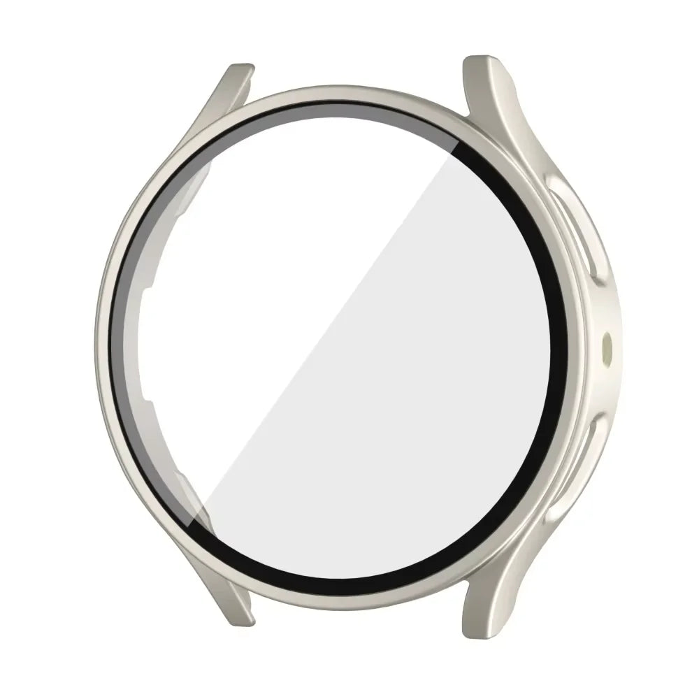 Tempered Glass & PC Bumper Case for Samsung Galaxy Watch 4/5/6/7/8 – Full Coverage Protective Cover (40mm & 44mm)